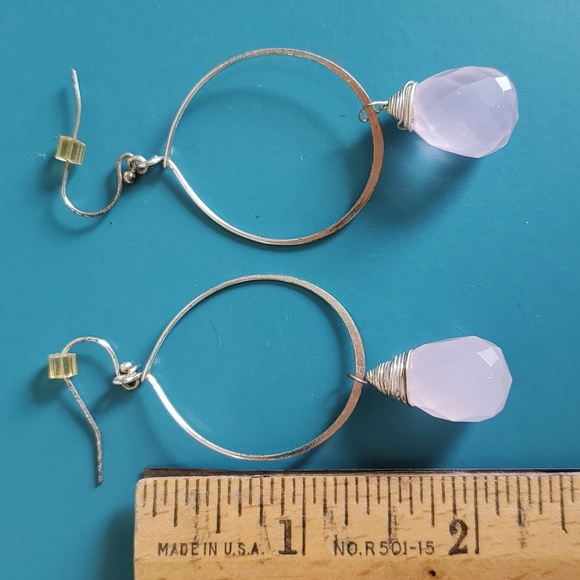 Silver & pink quartz earrings - Picture 2 of 3